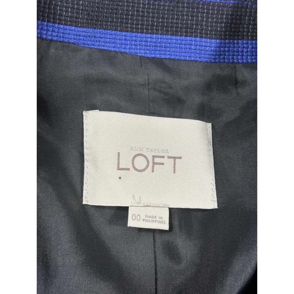 Ann Taylor LOFT Womens Blue Black Stripe Blazer Jacket Size 00 - Picture 4 of 9